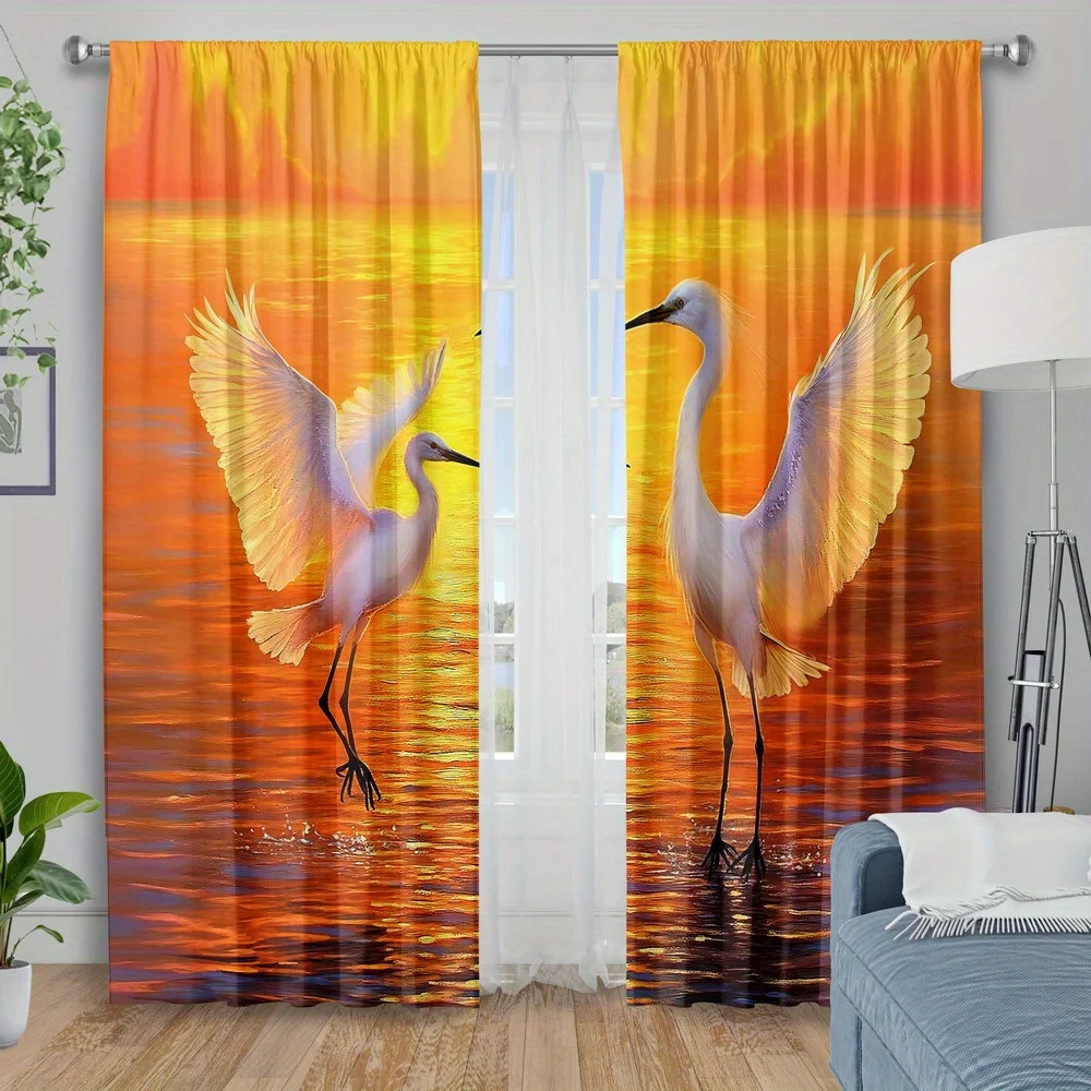 2pcs Blackout Curtains with Adorable White Egret Print – Heat-Resistant, Machine Washable Polyester for Bedroom, Living Room
2pcs Blackout Curtains with Adorable White Egret Print – Heat-Resistant, Machine Washable Polyester for Bedroom, Living Room
