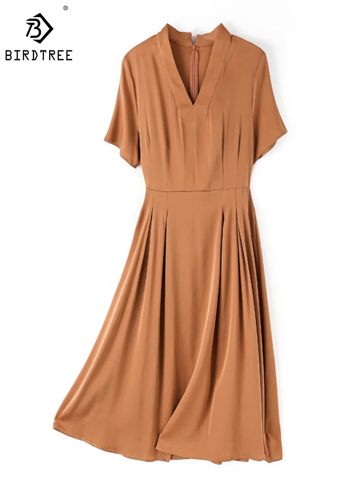 Birdtree 91.8%Natural Silk Heavy Women Dresses Elegant Solid Color V-neck Clothing Women Mid Length Dress OL Summer New D37932QM
Birdtree 91.8%Natural Silk Heavy Women Dresses Elegant Solid Color V-neck Clothing Women Mid Length Dress OL Summer New D37932QM