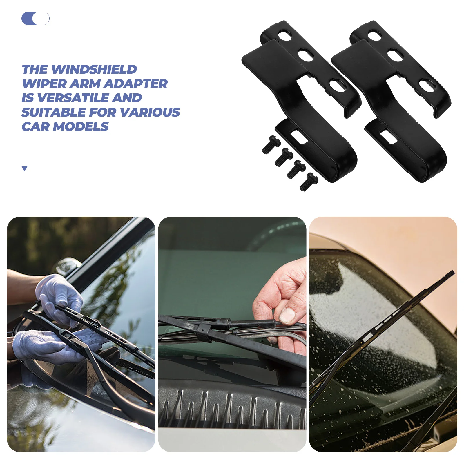 2pcs Black Windshield Wiper Arm Adapter Kit for Car Blade Mounting Replacement Parts with Iron Material Durability
2pcs Black Windshield Wiper Arm Adapter Kit for Car Blade Mounting Replacement Parts with Iron Material Durability