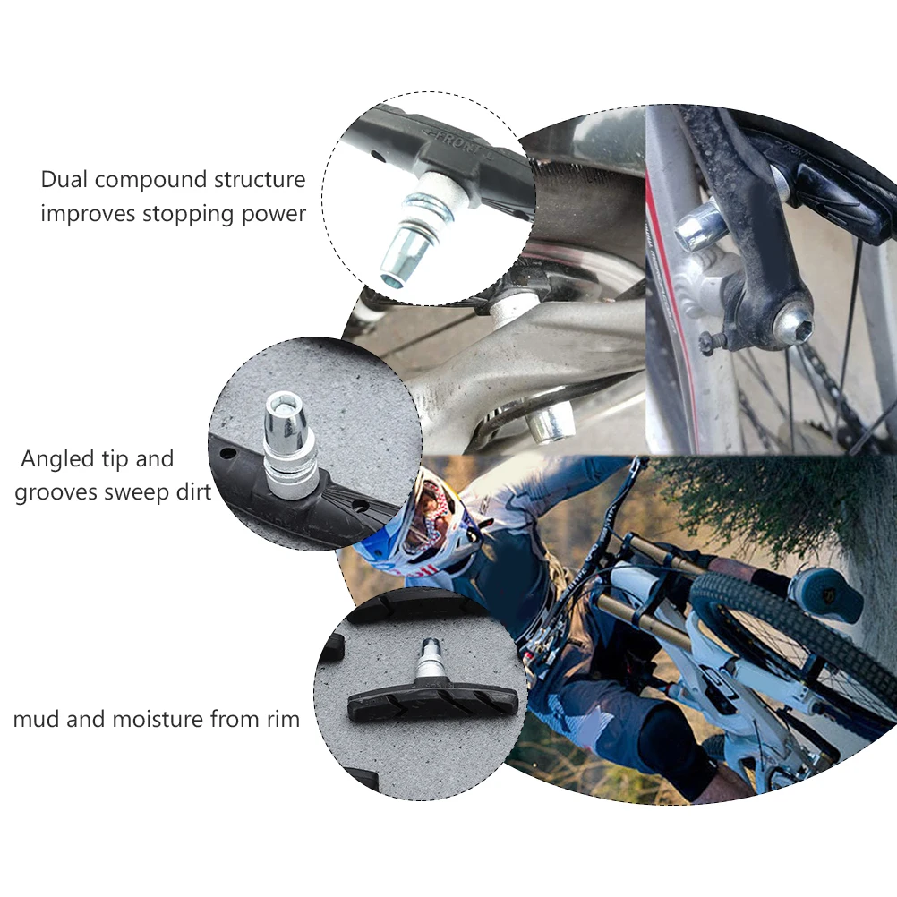 V Rubber Bike Brake Pads Silent Lasting No Noise Enhanced Stopping Power Drainage Grooves Angled for Mountain 
V Rubber Bike Brake Pads Silent Lasting No Noise Enhanced Stopping Power Drainage Grooves Angled for Mountain