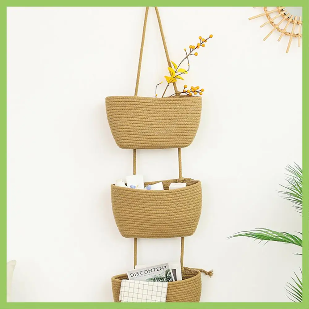 Door Hanging Basket, 3 Layer Woven Cord Baby Nursery Storage, Wall Mounted Storage Basket Decorative Basket
Door Hanging Basket, 3 Layer Woven Cord Baby Nursery Storage, Wall Mounted Storage Basket Decorative Basket