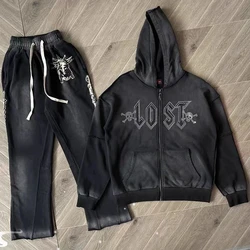 New Black Lost intricacy Lavender Hoodie Sets Men Women Top Quality Rhinestone Diamond Inlaid Skull Logo Jogger Drawstring Pants New Black Lost intricacy Lavender Hoodie Sets Men Women Top Quality Rhinestone Diamond Inlaid Skull Logo Jogger Drawstring Pants