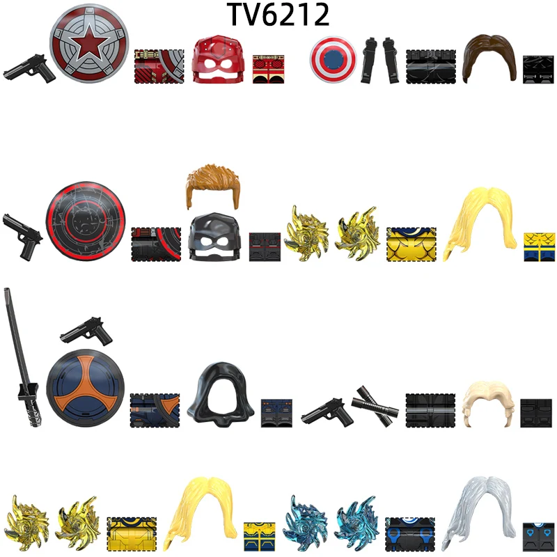 The TV6212 Weapons Pants Hair Parts Action Figures Gun Shield Stick Sword Model Blocks MOC Bricks Set Gifts Toys
The TV6212 Weapons Pants Hair Parts Action Figures Gun Shield Stick Sword Model Blocks MOC Bricks Set Gifts Toys