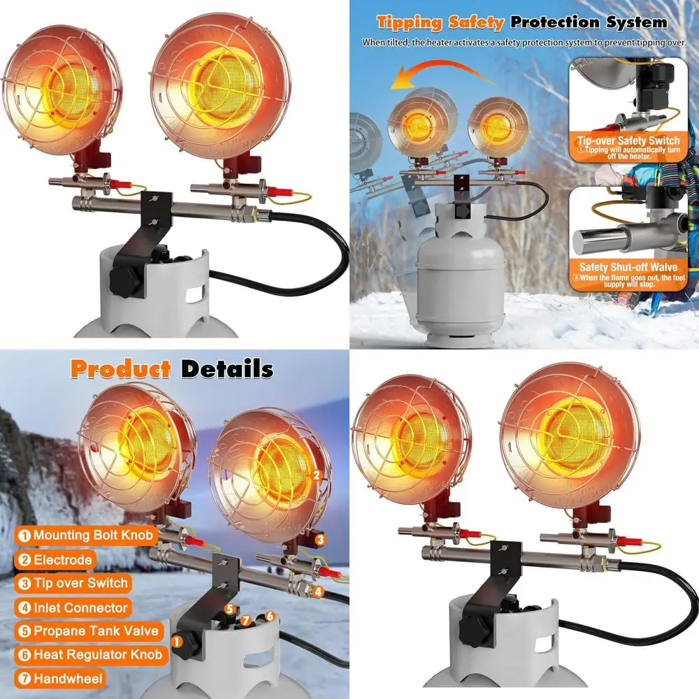 Portable Outdoor Propane Heater, 30,000 BTU, 3-Mode Adjustable, Safety Valve for Patio, Camping, Fishing, Garage
Portable Outdoor Propane Heater, 30,000 BTU, 3-Mode Adjustable, Safety Valve for Patio, Camping, Fishing, Garage