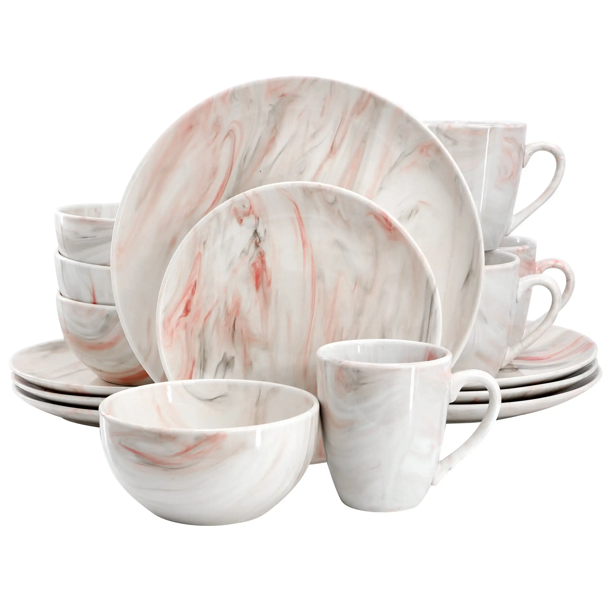 Fine Marble 16 Piece Porcelain Dinnerware Set in Red and Gray, Service for 4
Fine Marble 16 Piece Porcelain Dinnerware Set in Red and Gray, Service for 4