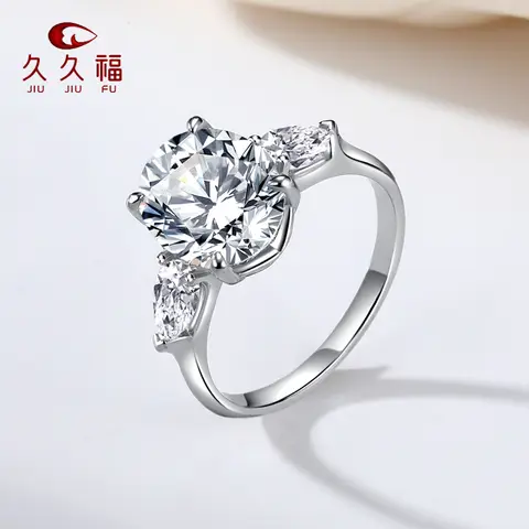 Sansheng Stone Oval Ring for Women, PT950 Platinum with 5 Carat Moissanite, interpret romantic and elegant feminine temperament.