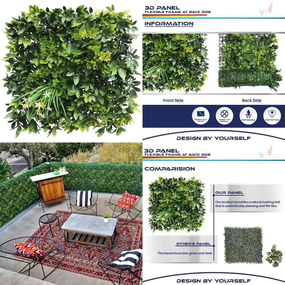 "19 Pack 20 Inch Artificial Boxwood Hedge Panels for Green Wall Decoration, Suitable for Outdoor and Indoor Use in Gardens and B
"19 Pack 20 Inch Artificial Boxwood Hedge Panels for Green Wall Decoration, Suitable for Outdoor and Indoor Use in Gardens and B