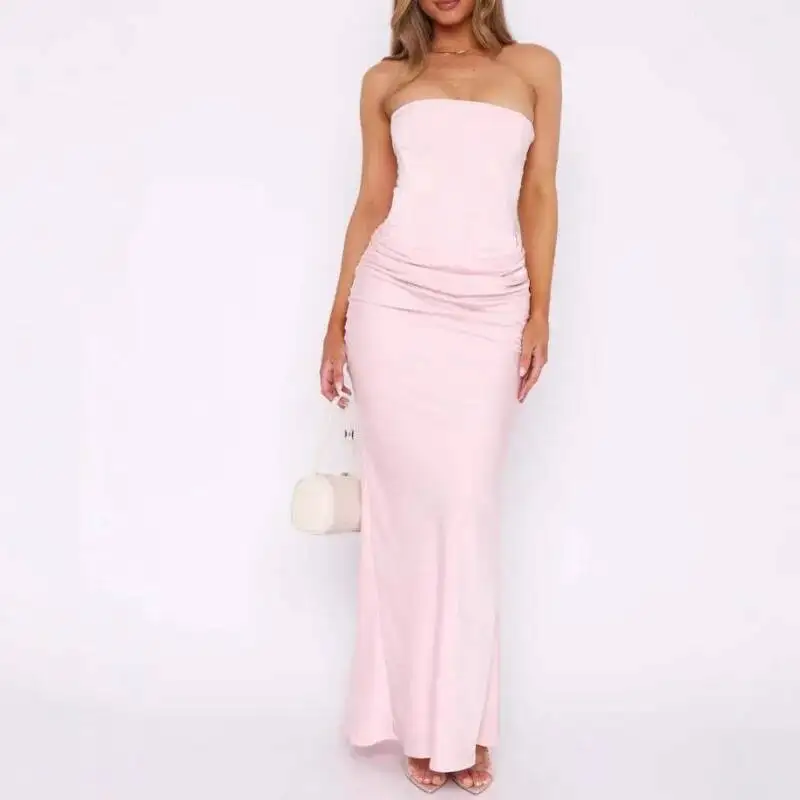Sexy Strapless Fishbone Pleated Long Tight Wraparound Dress Women's Fashion Casual Sleeveless Gown Female Attire
Sexy Strapless Fishbone Pleated Long Tight Wraparound Dress Women's Fashion Casual Sleeveless Gown Female Attire