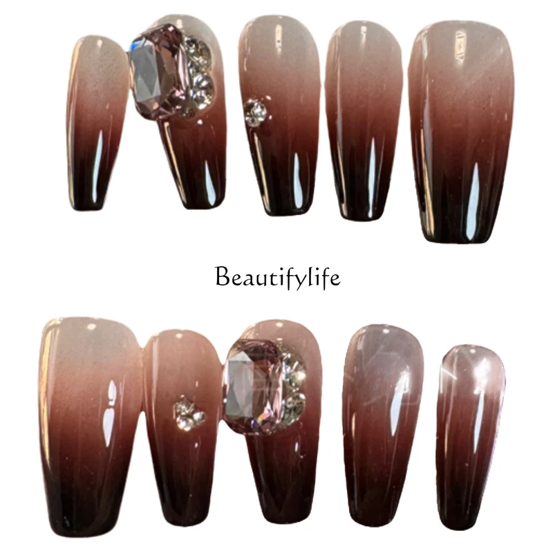 Handmade wear armor mocha ice through long dynamic gradual change manicure long diamond
Handmade wear armor mocha ice through long dynamic gradual change manicure long diamond