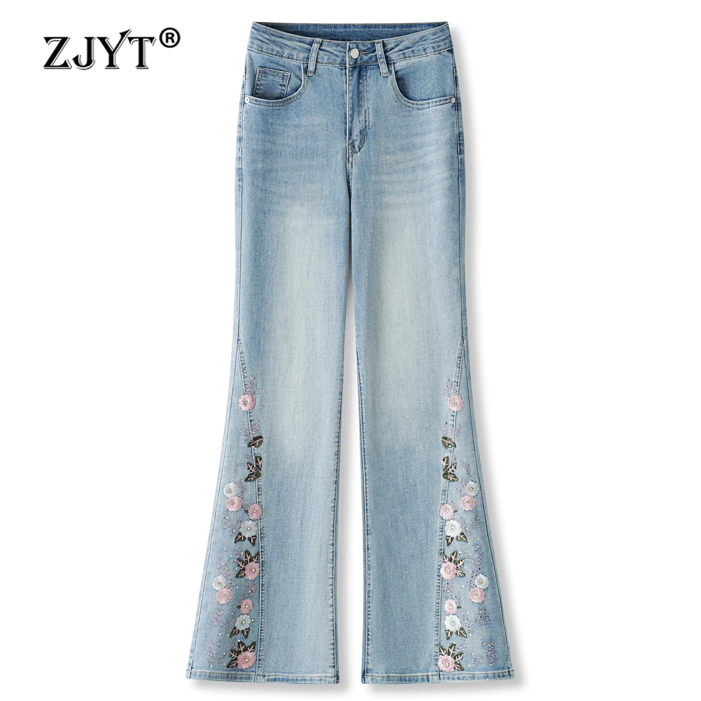 ZJYT Floral Embroidery Flared Jeans Women High Street Fashion Spring Summer Blue Denim Pants Trousers Casual Female Bottoms 2026
ZJYT Floral Embroidery Flared Jeans Women High Street Fashion Spring Summer Blue Denim Pants Trousers Casual Female Bottoms 2026
