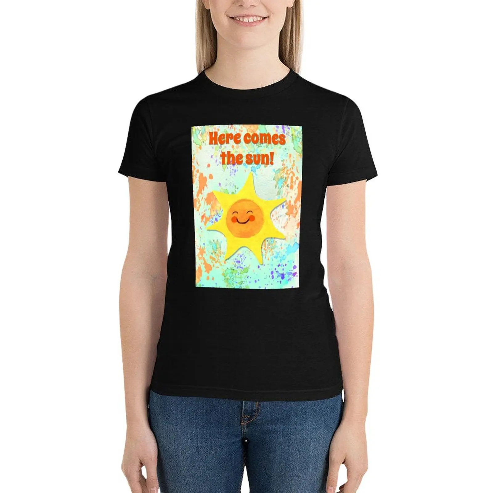 Here comes the sun! T-Shirt Blouse tops anime clothes korean fashion Women's tops 
Here comes the sun! T-Shirt Blouse tops anime clothes korean fashion Women's tops