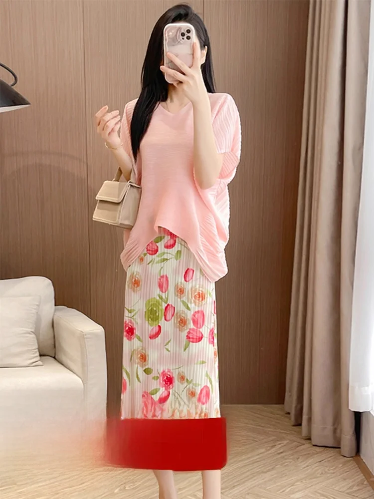 Sweet Printed Pleated Comfortable Summer Set Pure Color Commute Simple Style Straight Tube Half Skirt Silk Top Polyester Fabric
Sweet Printed Pleated Comfortable Summer Set Pure Color Commute Simple Style Straight Tube Half Skirt Silk Top Polyester Fabric
