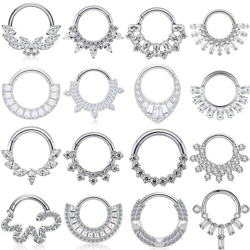 1PC Goth Piercing Jewelry Nose Ring Hoop CZ G23 Titanium Clicker Nose Septum Hinged Helix Daith Conch Cartilage Earrings 16G
1PC Goth Piercing Jewelry Nose Ring Hoop CZ G23 Titanium Clicker Nose Septum Hinged Helix Daith Conch Cartilage Earrings 16G