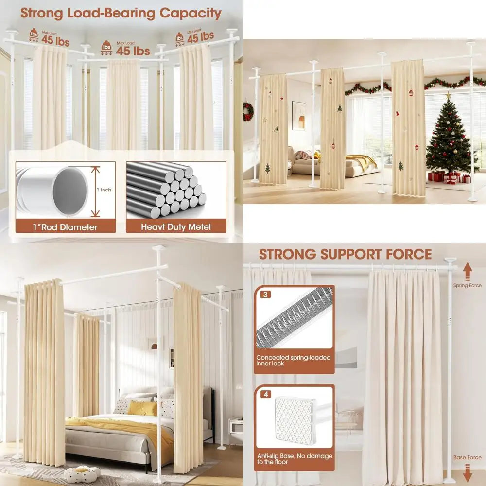 Adjustable Freestanding Room Divider Curtain Rod, Heavy-Duty Partition, 4-10ft Height, 28-171inch Width, No Drilling Needed, Whi
Adjustable Freestanding Room Divider Curtain Rod, Heavy-Duty Partition, 4-10ft Height, 28-171inch Width, No Drilling Needed, Whi