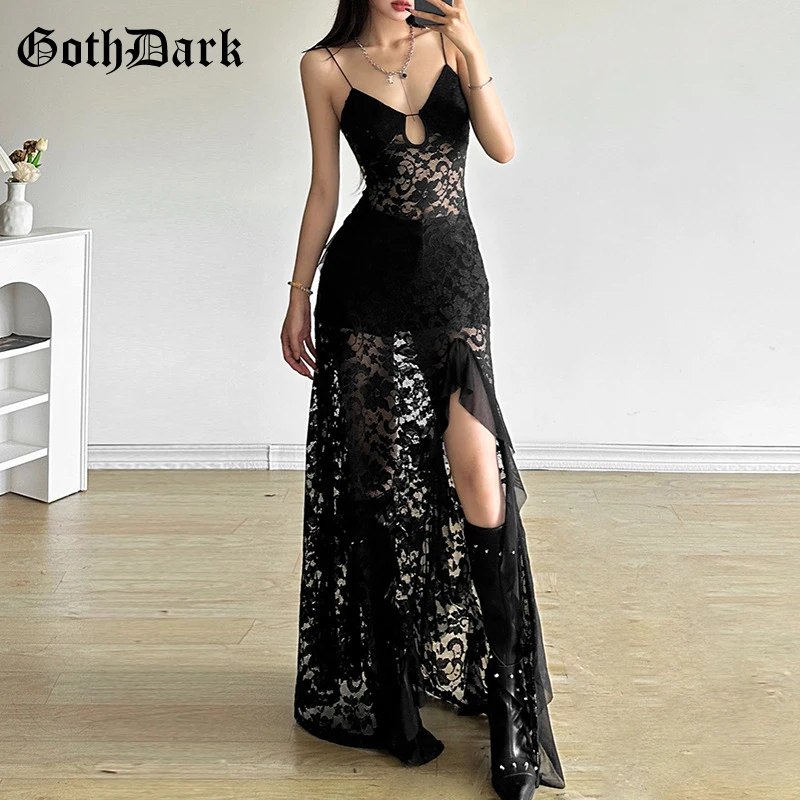 Goth Dark Spaghetti Strap Mesh See Through Long Dress Women Fairycore Beach Outfits Y2K Gothic Aesthetic Hem Split Party Dresses
Goth Dark Spaghetti Strap Mesh See Through Long Dress Women Fairycore Beach Outfits Y2K Gothic Aesthetic Hem Split Party Dresses