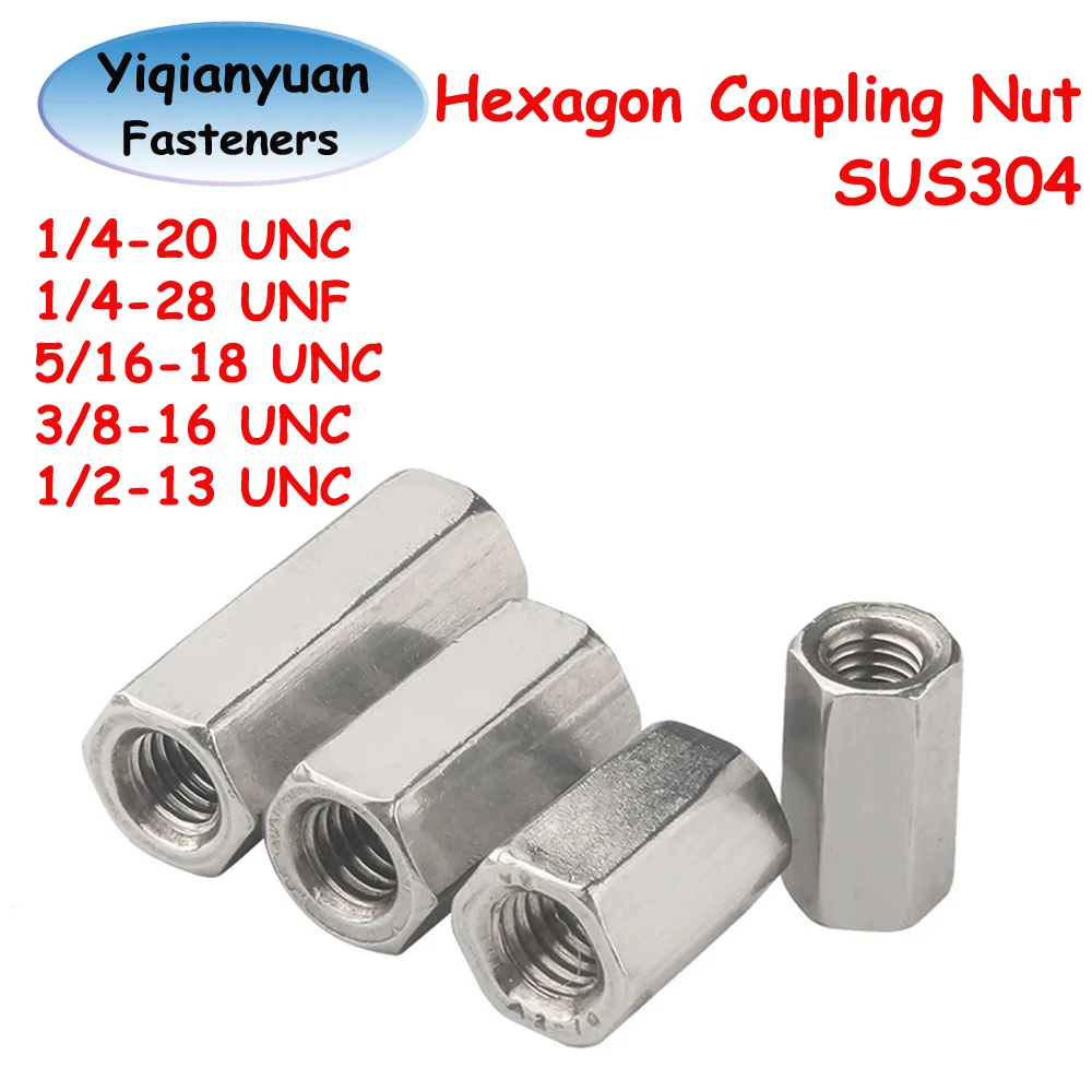 Yiqianyuan GB56 1/4 5/16 3/8 UNC UNF Stainless Steel Extend Long Lengthen Hexagon Coupling Nuts Connector Joint Sleeve Nuts
Yiqianyuan GB56 1/4 5/16 3/8 UNC UNF Stainless Steel Extend Long Lengthen Hexagon Coupling Nuts Connector Joint Sleeve Nuts
