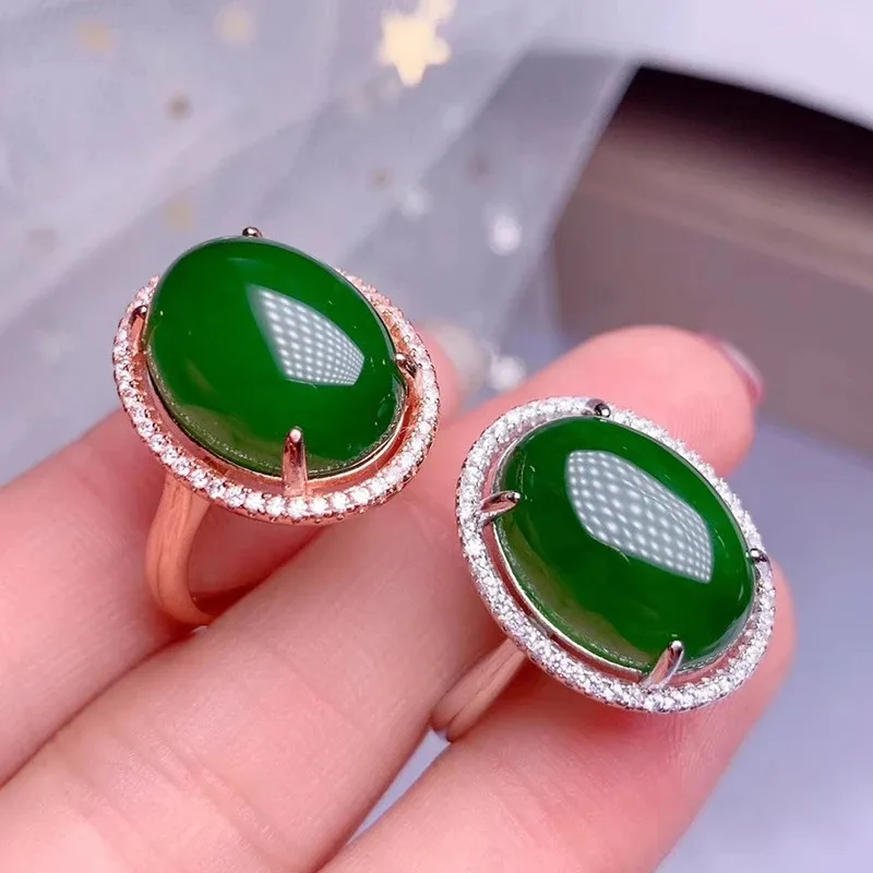Classic 925 silver green jade ring 12mmx16mm natural jade ring for party
Classic 925 silver green jade ring 12mmx16mm natural jade ring for party