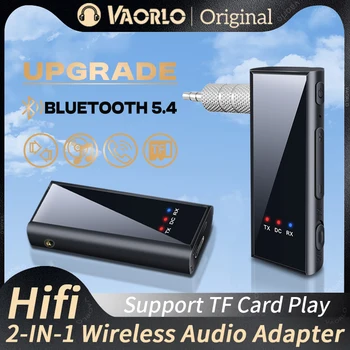2 in 1 Bluetooth 5.4 Audio Receiver Transmitter 3.5MM AUX TF Card Stereo Music Wireless Adapter With Mic For Car TV PC Airplane
