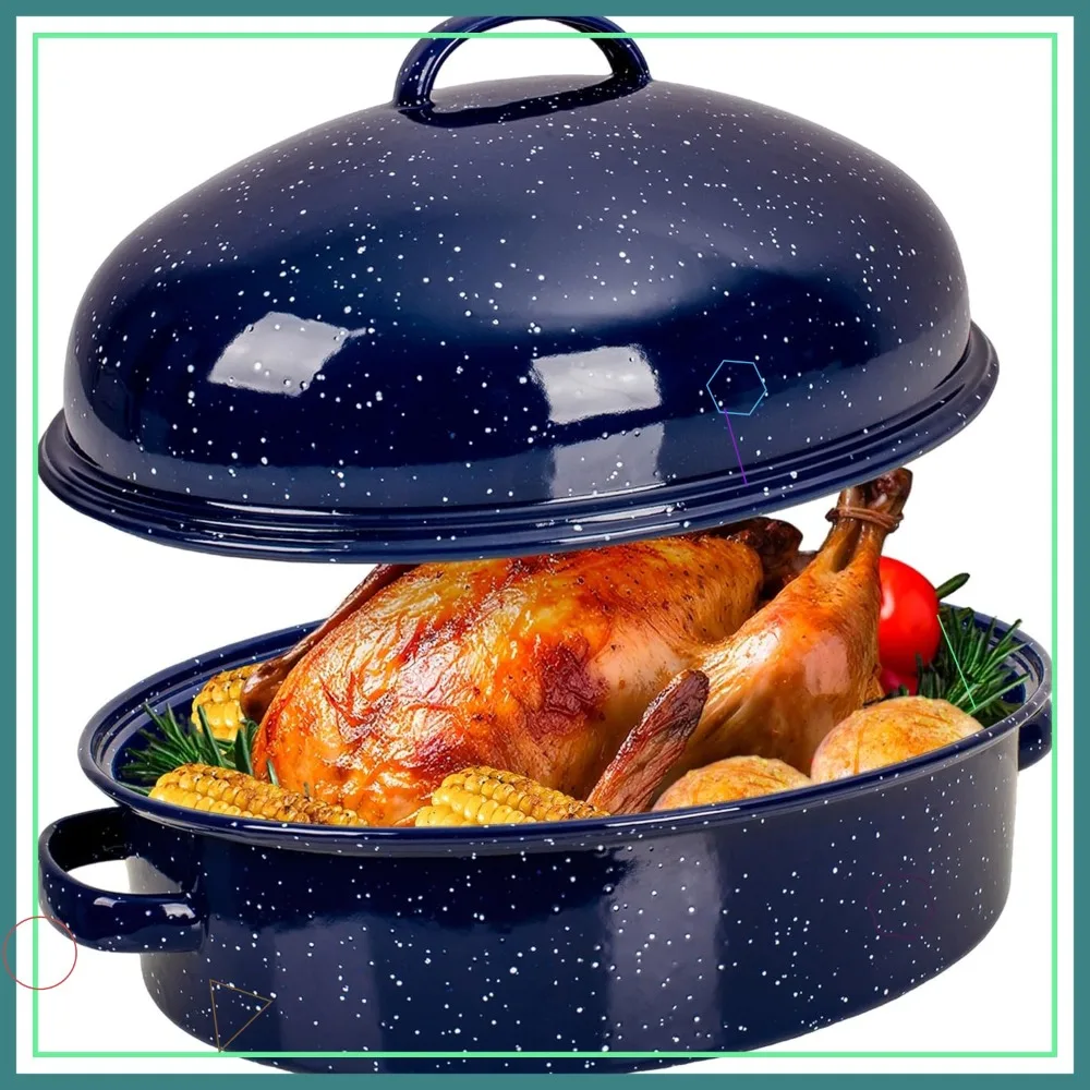 Large Oval Roasting Pan with Lid & Rack, Non-Stick Enamel Roaster for Turkey Steak Bread, Christmas Gift
Large Oval Roasting Pan with Lid & Rack, Non-Stick Enamel Roaster for Turkey Steak Bread, Christmas Gift