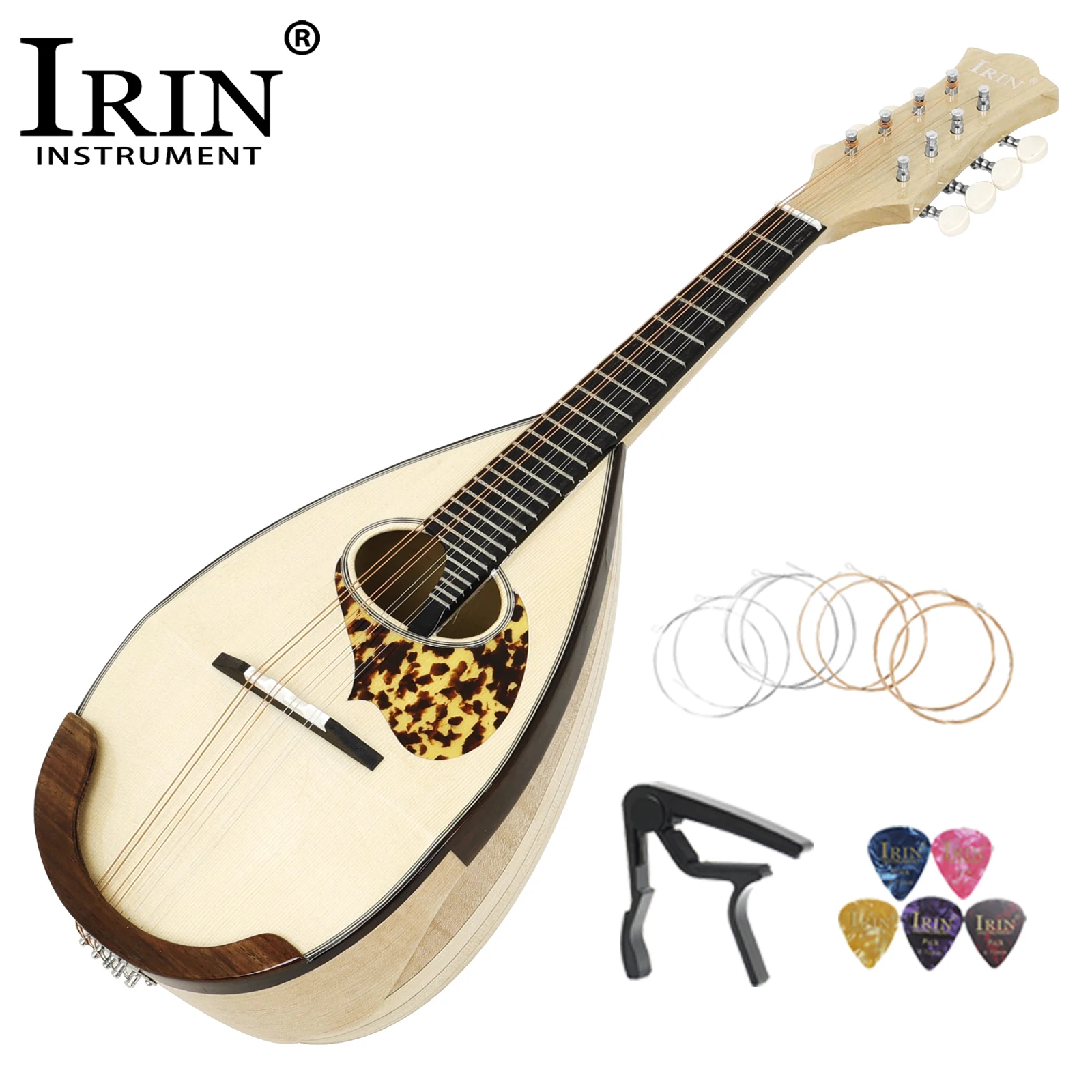 IRIN Classic Mandolin 8-String Guitar Bowl Back Mandolin MD-60 Stringed instruments with String Capo Pick Guitar Accessories
IRIN Classic Mandolin 8-String Guitar Bowl Back Mandolin MD-60 Stringed instruments with String Capo Pick Guitar Accessories