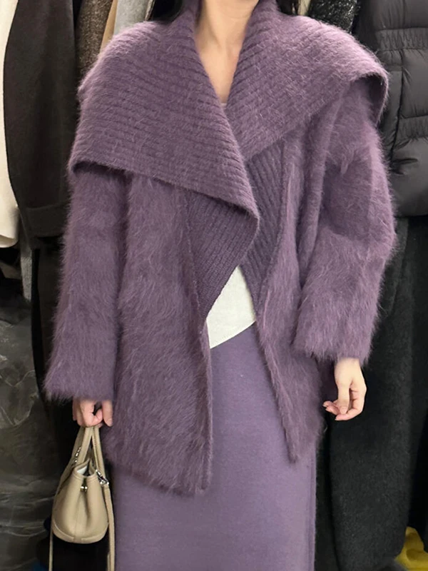 Purple Long Sve Knitted Furry Coat Women's Autumn Winter Sle Waist Cinched Casual High Collar ort Outerwear
Purple Long Sve Knitted Furry Coat Women's Autumn Winter Sle Waist Cinched Casual High Collar ort Outerwear