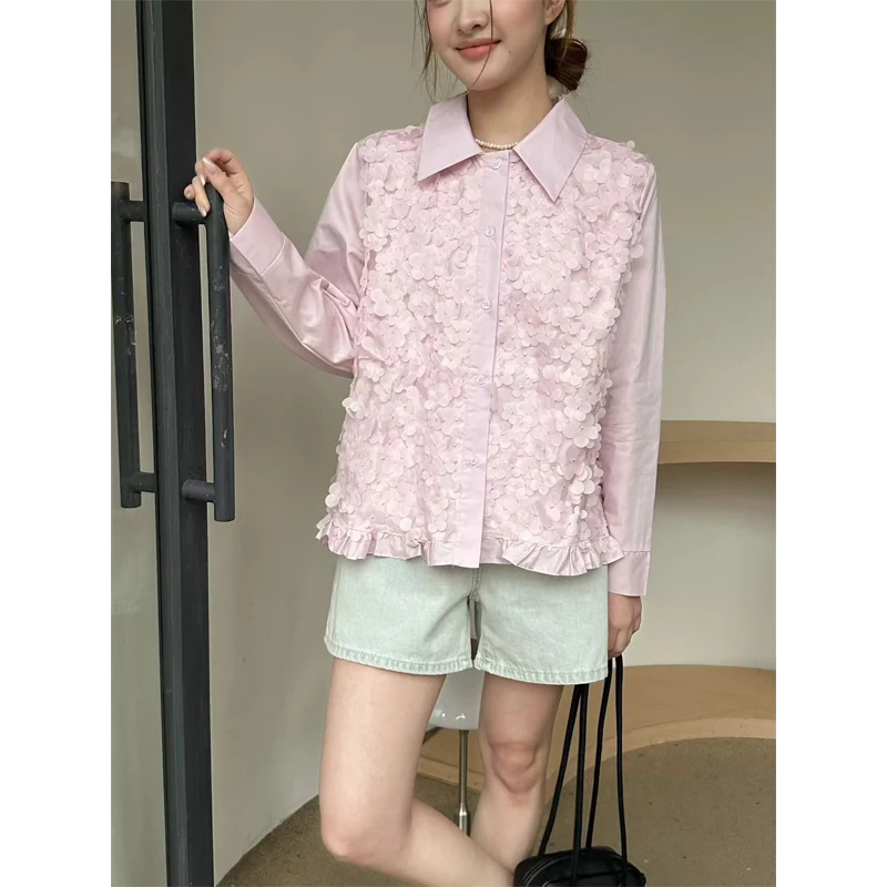 Spring 2026 Women's Long Sleeve Shirt Korean Style Floral Splicing Hem Stand Collar Breathable Cotton Polyester Blend
Spring 2026 Women's Long Sleeve Shirt Korean Style Floral Splicing Hem Stand Collar Breathable Cotton Polyester Blend