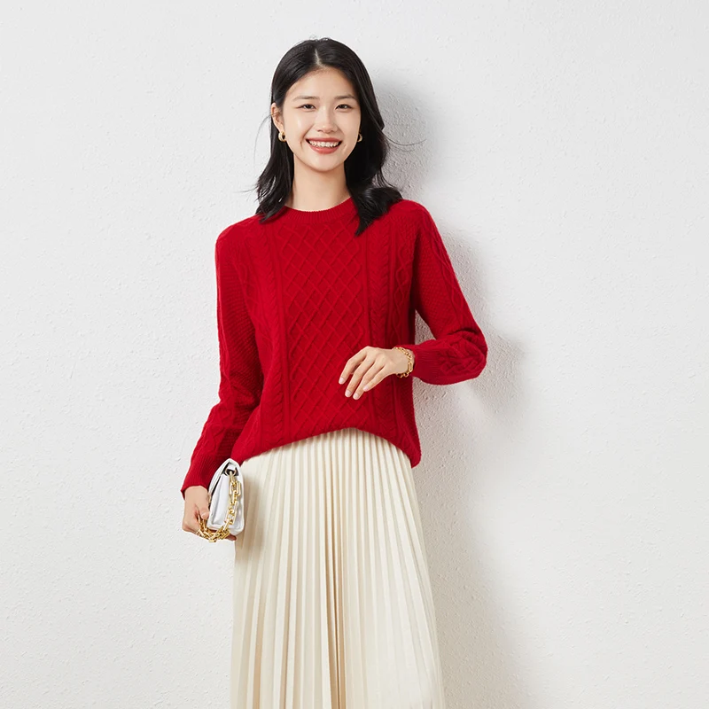 Autumn and Winter New 100% Pure Wool Women's Crew Neck Pullover Twisted Sweater Versatile Loose Slim Knitted Undercoat
Autumn and Winter New 100% Pure Wool Women's Crew Neck Pullover Twisted Sweater Versatile Loose Slim Knitted Undercoat
