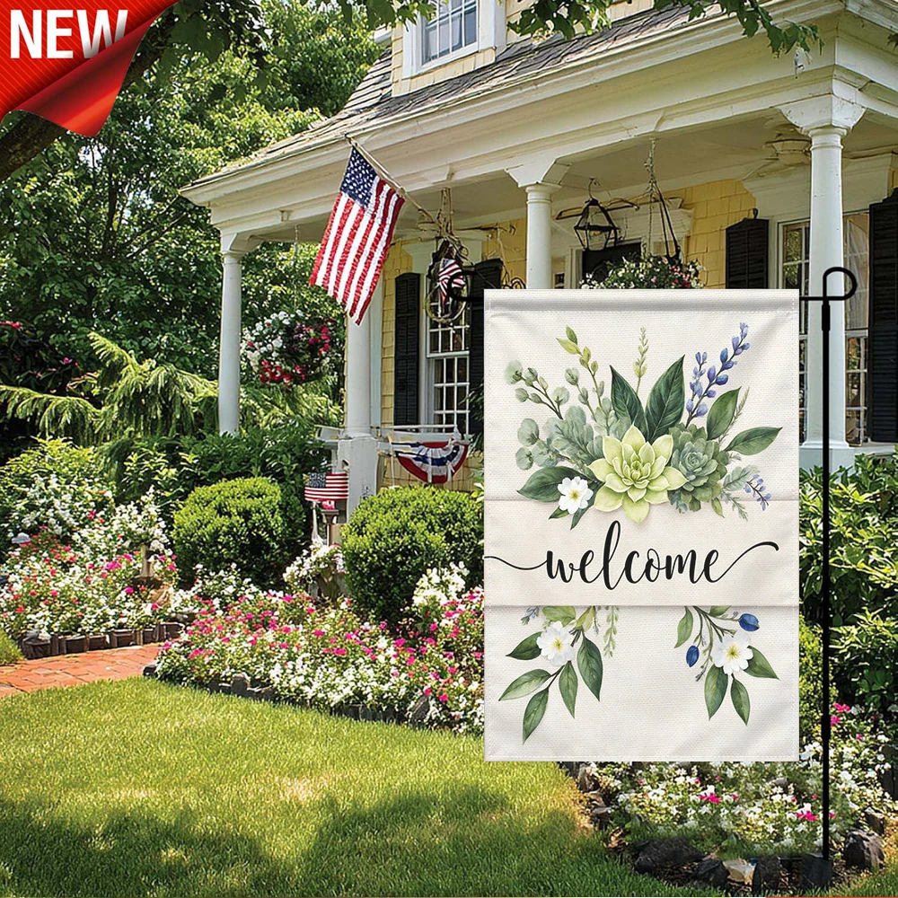 1PC, Welcome Succulent Floral Garden Flag Double Sided Spring Summer Eucalyptus Greenery Decorative Outdoor Flag for Yard Lawn Porch Patio Farmhouse Holiday Seasonal Outside Decorations Rustic Botanical Welcome Flag for Home Outdo
1PC, Welcome Succulent Floral Garden Flag Double Sided Spring Summer Eucalyptus Greenery Decorative Outdoor Flag for Yard Lawn Porch Patio Farmhouse Holiday Seasonal Outside Decorations Rustic Botanical Welcome Flag for Home Outdo