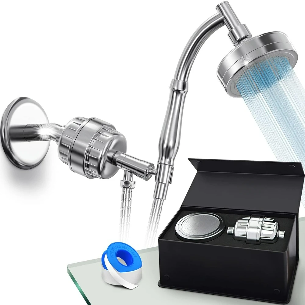 Handheld High Pressure Shower Head with Filter & Hose, 20+3 Stage Filtration Shower for Hard Water, Easy to Install
Handheld High Pressure Shower Head with Filter & Hose, 20+3 Stage Filtration Shower for Hard Water, Easy to Install