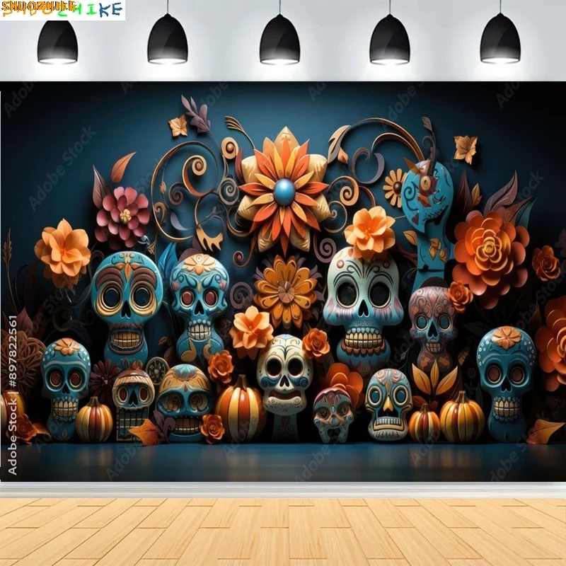 Day Of The Dead With Floral Ornaments Photography Backdrops Skulls Halloween Magic Costumes Scary Stories Background DV-03
Day Of The Dead With Floral Ornaments Photography Backdrops Skulls Halloween Magic Costumes Scary Stories Background DV-03