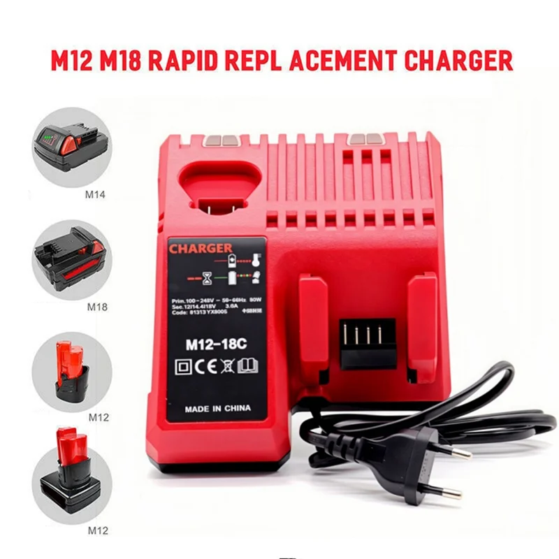 ABZW Li- Battery Charger Li- Battery Charger Multi Voltage Charger For M12 M18C 14V-18V 48-11-1850 48-11-1840 EU
ABZW Li- Battery Charger Li- Battery Charger Multi Voltage Charger For M12 M18C 14V-18V 48-11-1850 48-11-1840 EU