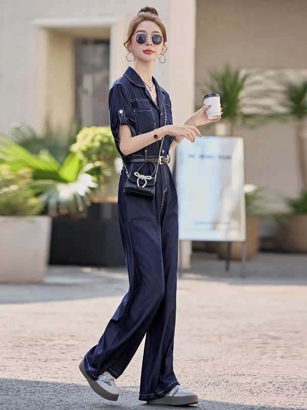Elegant Slimming Straight Leg Denim Jumpsuit Women's Summer New Style High Waist Long Pants Comfortable Casual Outfit
Elegant Slimming Straight Leg Denim Jumpsuit Women's Summer New Style High Waist Long Pants Comfortable Casual Outfit