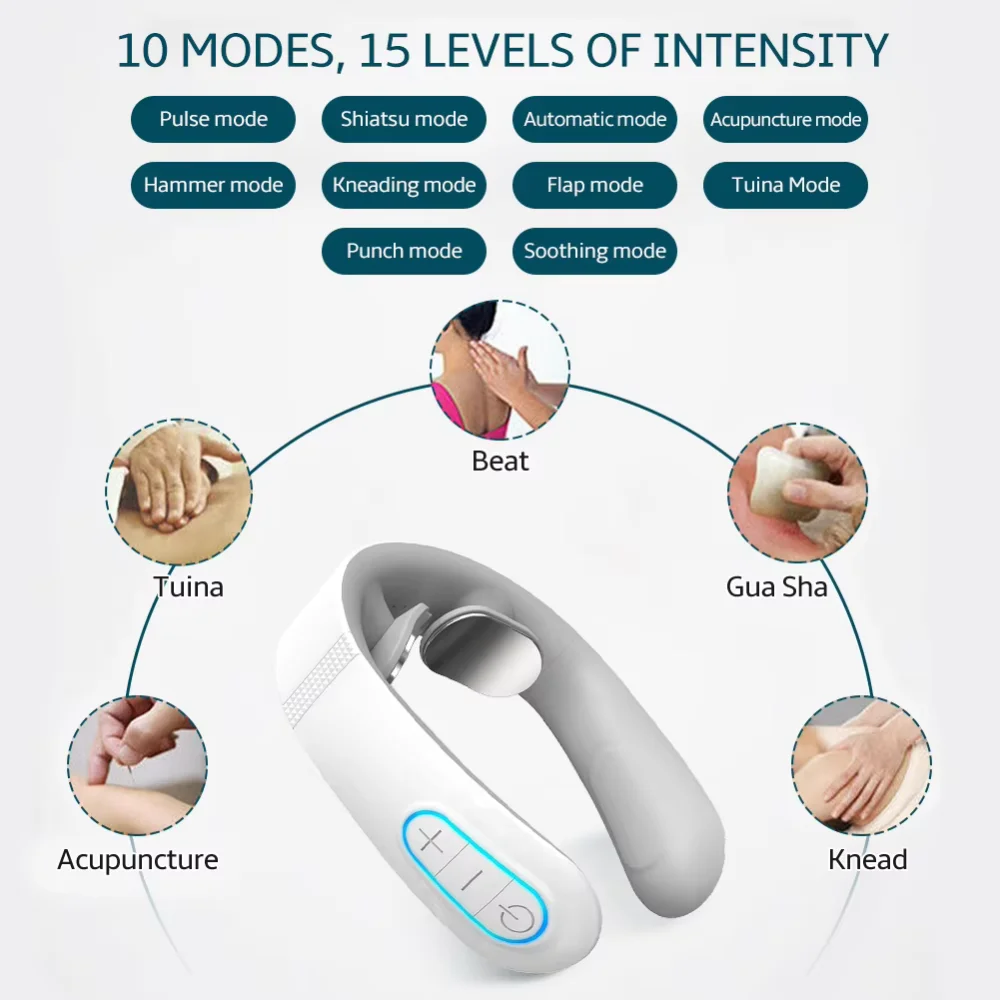 Electric Neck Massager Ems Pulse Therapy Device With Heat Multiple Massage Modes For Neck Pain Relief Usb Rechargeable
Electric Neck Massager Ems Pulse Therapy Device With Heat Multiple Massage Modes For Neck Pain Relief Usb Rechargeable