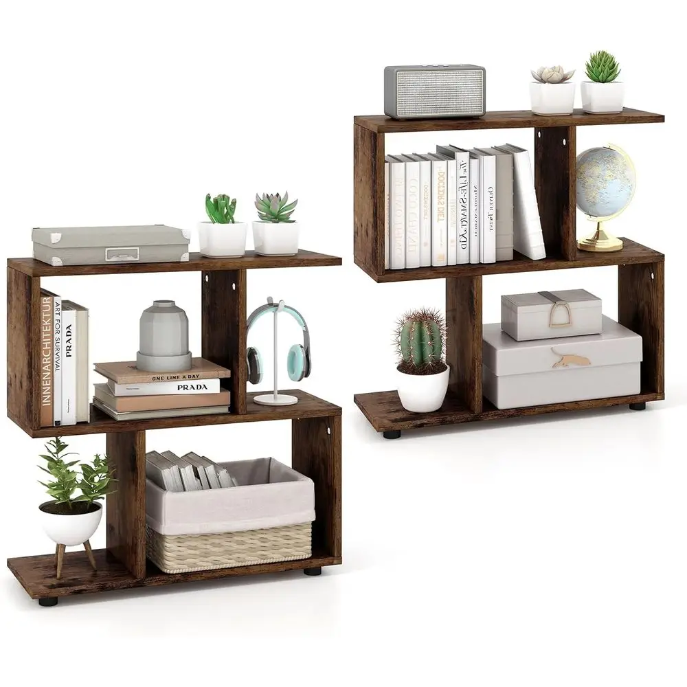 2-Tier Geometric Wooden Display Shelf, Space-Saving S-Shaped Bookcase for Home Office, Living Room, and Study (Coffee, 2)
2-Tier Geometric Wooden Display Shelf, Space-Saving S-Shaped Bookcase for Home Office, Living Room, and Study (Coffee, 2)