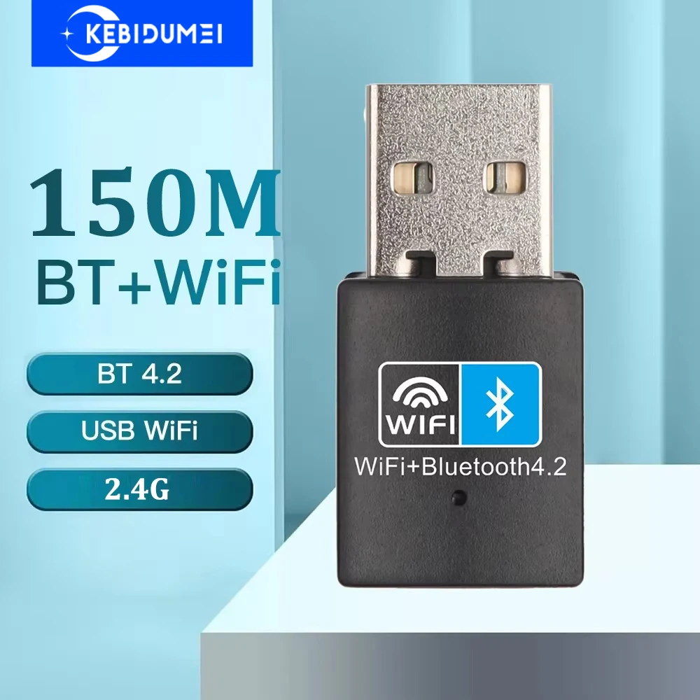 150Mbps USB WiFi Adapter Bluetooth 4.2 Wireless Network Card USB Dongle 2.4G Wireless Wlan Receiver for PC Desktop Laptop
150Mbps USB WiFi Adapter Bluetooth 4.2 Wireless Network Card USB Dongle 2.4G Wireless Wlan Receiver for PC Desktop Laptop