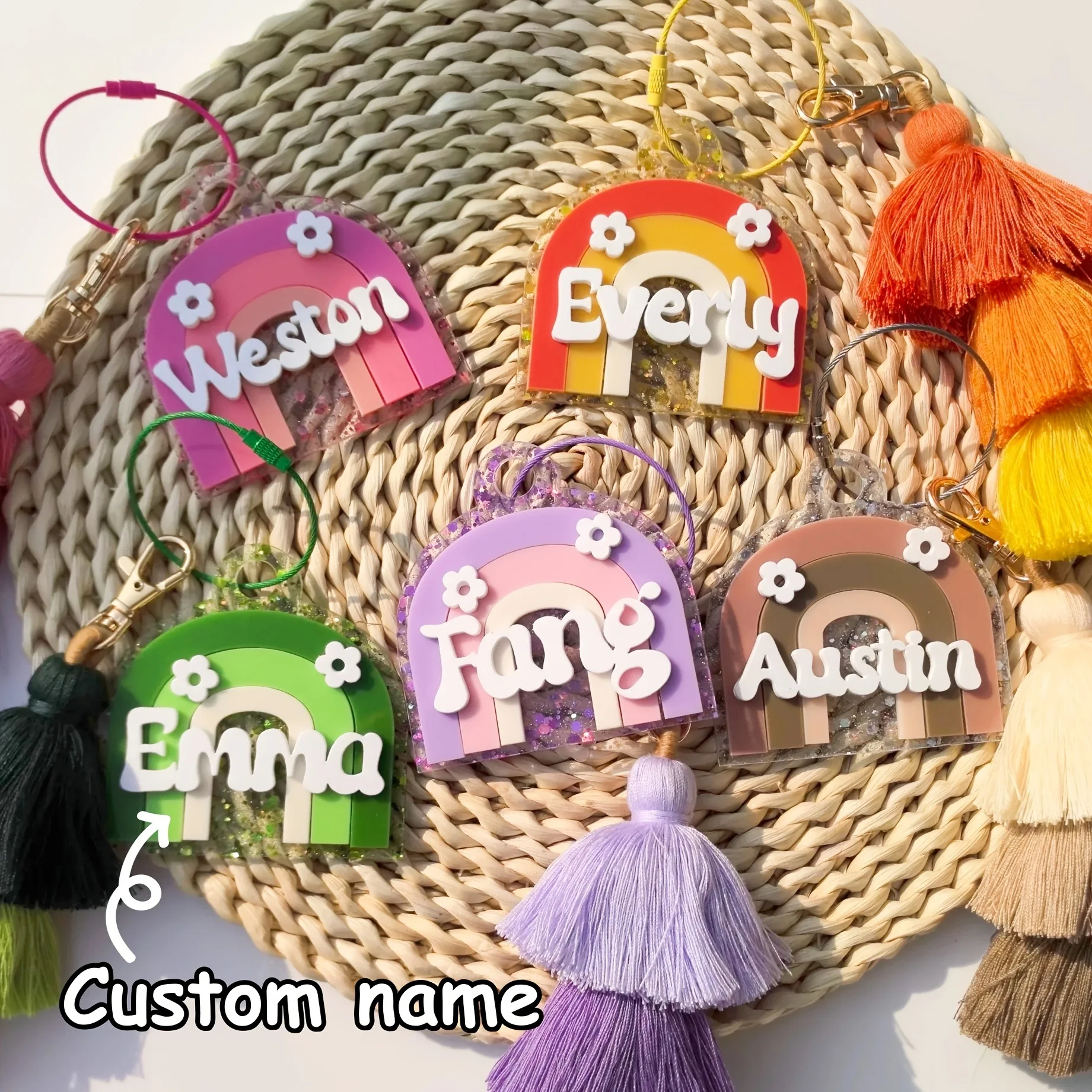 Flower Colorful Acrylic Custom Name Keychain with Tassel Accessory High Quality 3D Nameplate Personalized Keyring Bag Charm Gift
Flower Colorful Acrylic Custom Name Keychain with Tassel Accessory High Quality 3D Nameplate Personalized Keyring Bag Charm Gift