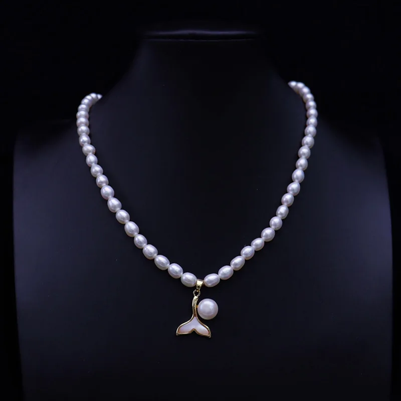 New Fish Tail Natural Freshwater Rice Shape Pearl Necklace for Women Summer 5-6mm Sweet Fashion Versatile and Modifies Collarbon
New Fish Tail Natural Freshwater Rice Shape Pearl Necklace for Women Summer 5-6mm Sweet Fashion Versatile and Modifies Collarbon