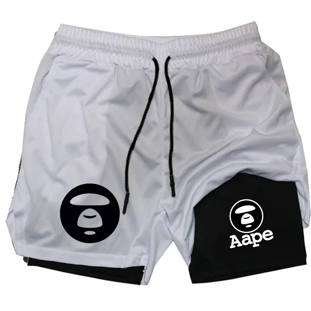 Men's Quick Dry 2-in-1 Men's Sport Shorts Aape Print Double Layer Running Shorts Gym Workout Fitness Shorts White
Men's Quick Dry 2-in-1 Men's Sport Shorts Aape Print Double Layer Running Shorts Gym Workout Fitness Shorts White