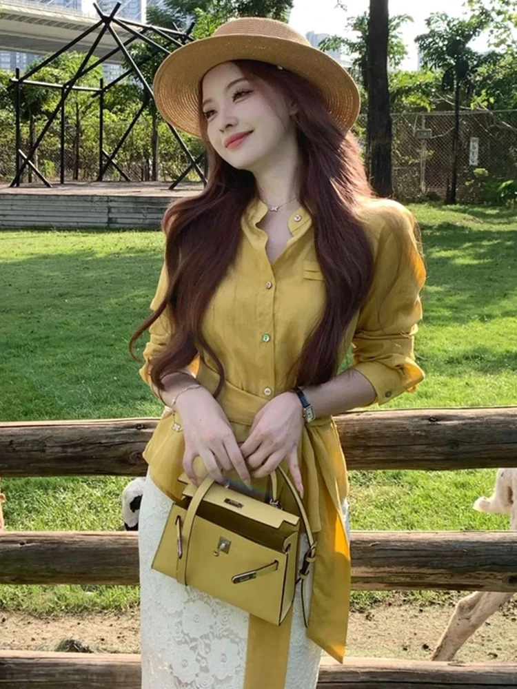 Unique Stylish Women's Shirt 2026 New Autumn Waist-Cinching Slimming Versatile Small Capitalistic Top Korean Style Commute Wind
Unique Stylish Women's Shirt 2026 New Autumn Waist-Cinching Slimming Versatile Small Capitalistic Top Korean Style Commute Wind