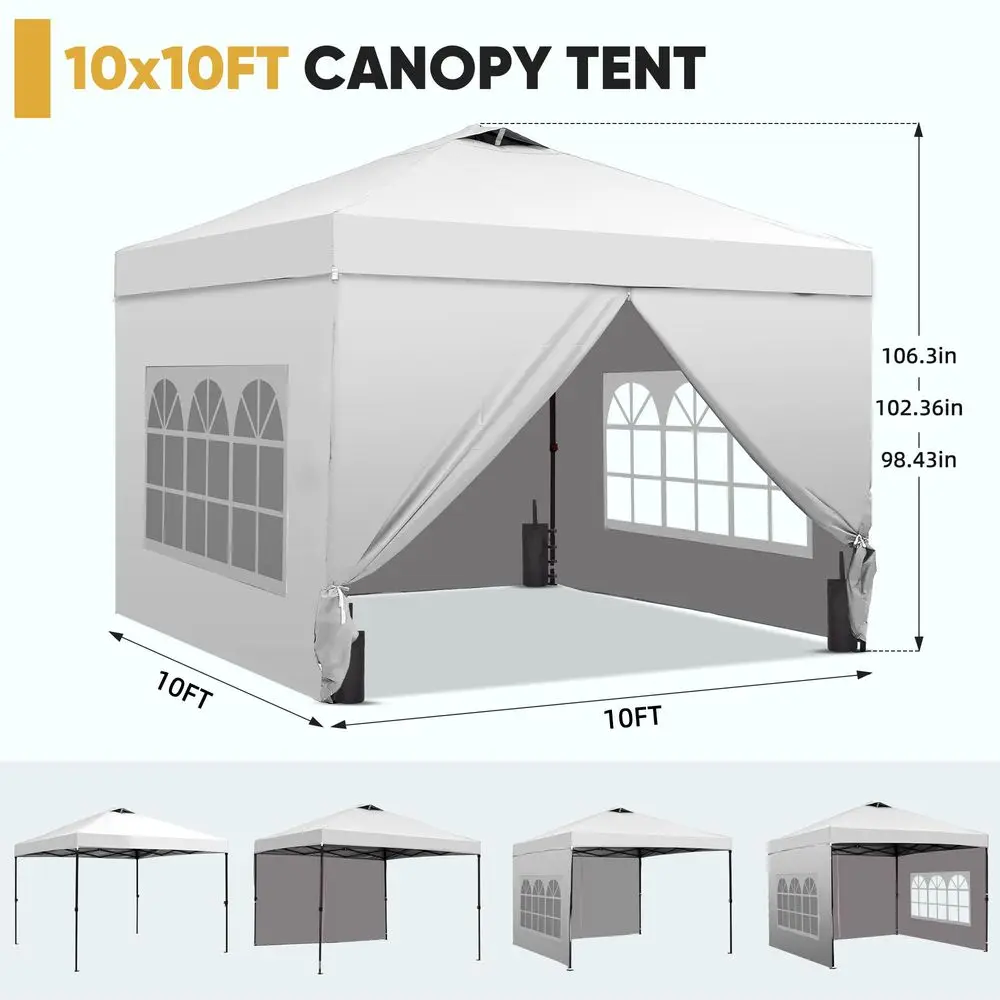 10x10 Pop Up Canopy Tent with 4 Sidewalls, Easy Set up with One Push Lift Outdoor Silver Coated Beach Gazebos, Carpas with 4 Sa
10x10 Pop Up Canopy Tent with 4 Sidewalls, Easy Set up with One Push Lift Outdoor Silver Coated Beach Gazebos, Carpas with 4 Sa