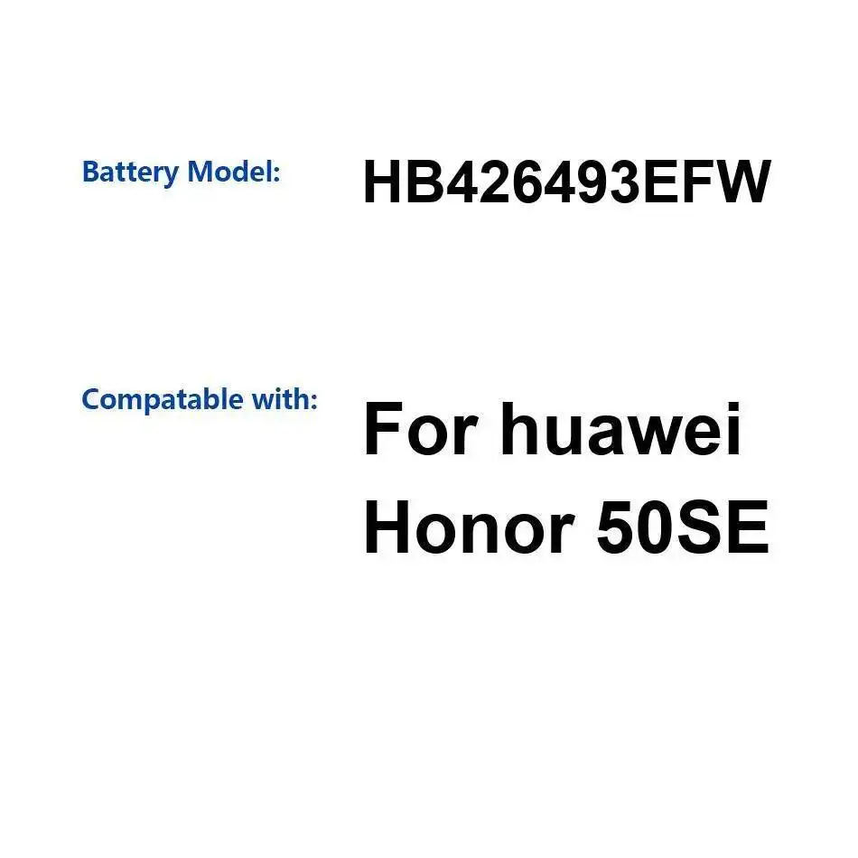 Для Huawei Honor 50SE Легкий аккумулятор для мобильного телефона высокой емкости 3900 мАч HB426493EFW
Для Huawei Honor 50SE Легкий аккумулятор для мобильного телефона высокой емкости 3900 мАч HB426493EFW