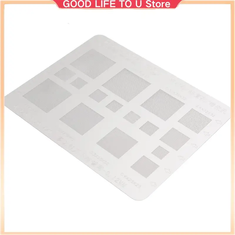 Multifunction BGA Stencil 0.3/0.35/0.4/0.5/Parallel/45 Degree Hole Universal Solder Template BGA Reballing Stencil-ABGL
Multifunction BGA Stencil 0.3/0.35/0.4/0.5/Parallel/45 Degree Hole Universal Solder Template BGA Reballing Stencil-ABGL