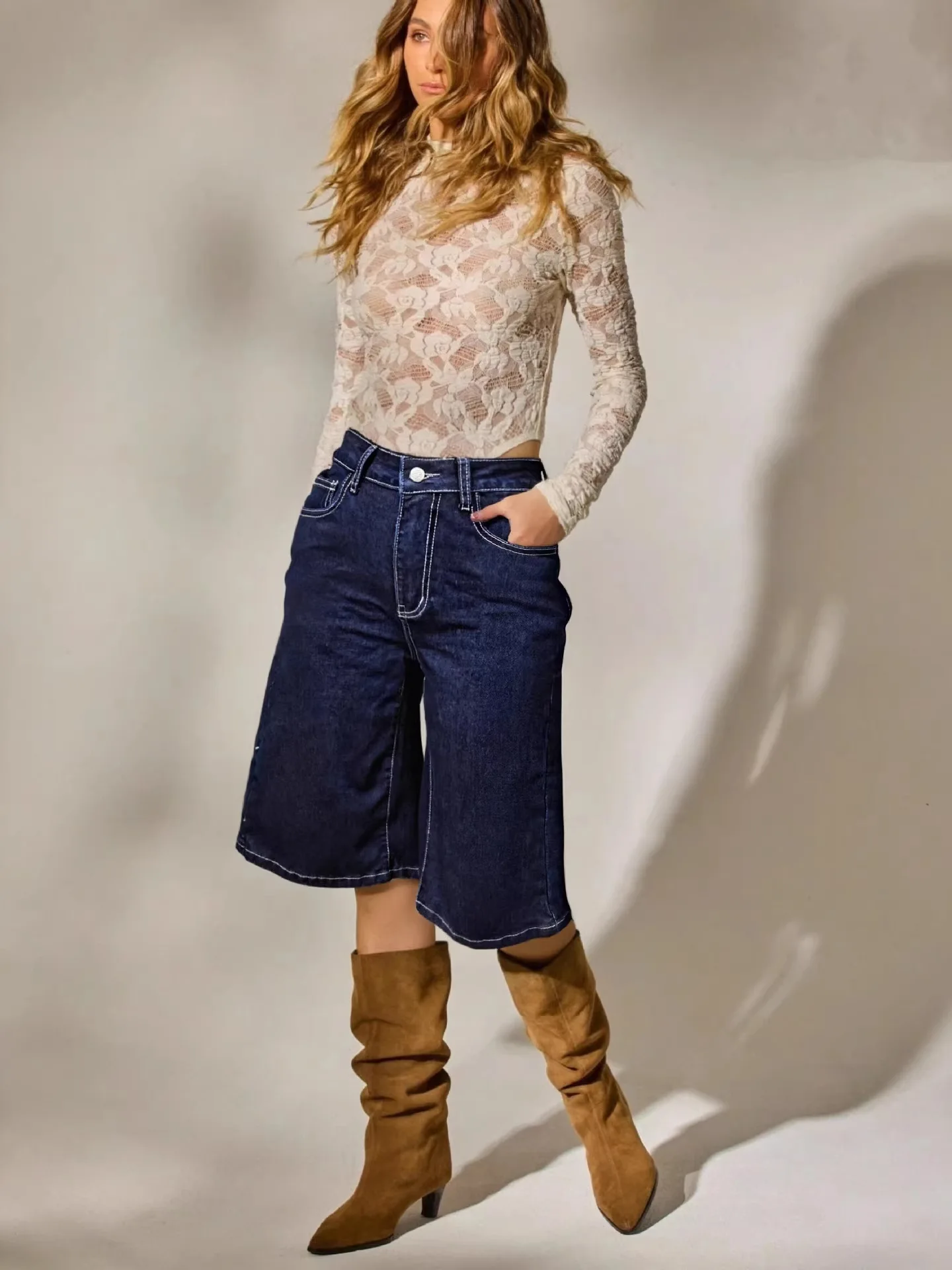 Slim Fit Fashionable Denim Jeans Women's Five-Quarter Non-Stretch Versatile Mid-Waist American Style Jeans for Ladies
Slim Fit Fashionable Denim Jeans Women's Five-Quarter Non-Stretch Versatile Mid-Waist American Style Jeans for Ladies
