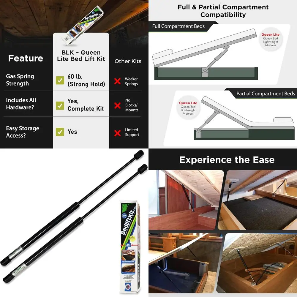 Комплект подъема кровати Hatchlift RV — размер Queen Lite — фурнитура газовой стойки для легких матрасов — регулируемая система подъема кровати с ду
Комплект подъема кровати Hatchlift RV — размер Queen Lite — фурнитура газовой стойки для легких матрасов — регулируемая система подъема кровати с ду