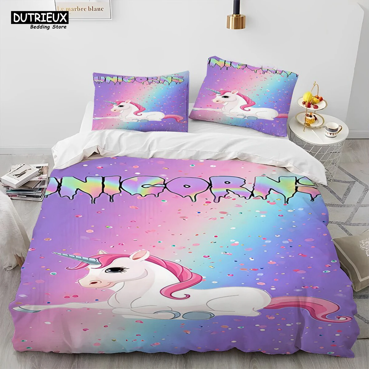 Unicorn Cute Cartoon Comforter Bedding Set,Duvet Cover Bed Set Quilt Cover Pillowcase,Queen Bedding Set For Child Boy Girl Gift
Unicorn Cute Cartoon Comforter Bedding Set,Duvet Cover Bed Set Quilt Cover Pillowcase,Queen Bedding Set For Child Boy Girl Gift