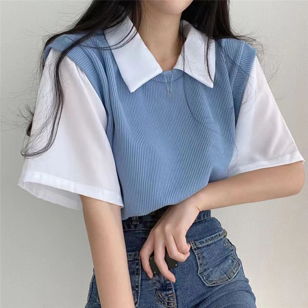 Women Classic Vintage Casual TShirt Turn Down Collar Loose Short Sleeve Student Slight Strech Comfortable Shirts Short Sleeve
Women Classic Vintage Casual TShirt Turn Down Collar Loose Short Sleeve Student Slight Strech Comfortable Shirts Short Sleeve
