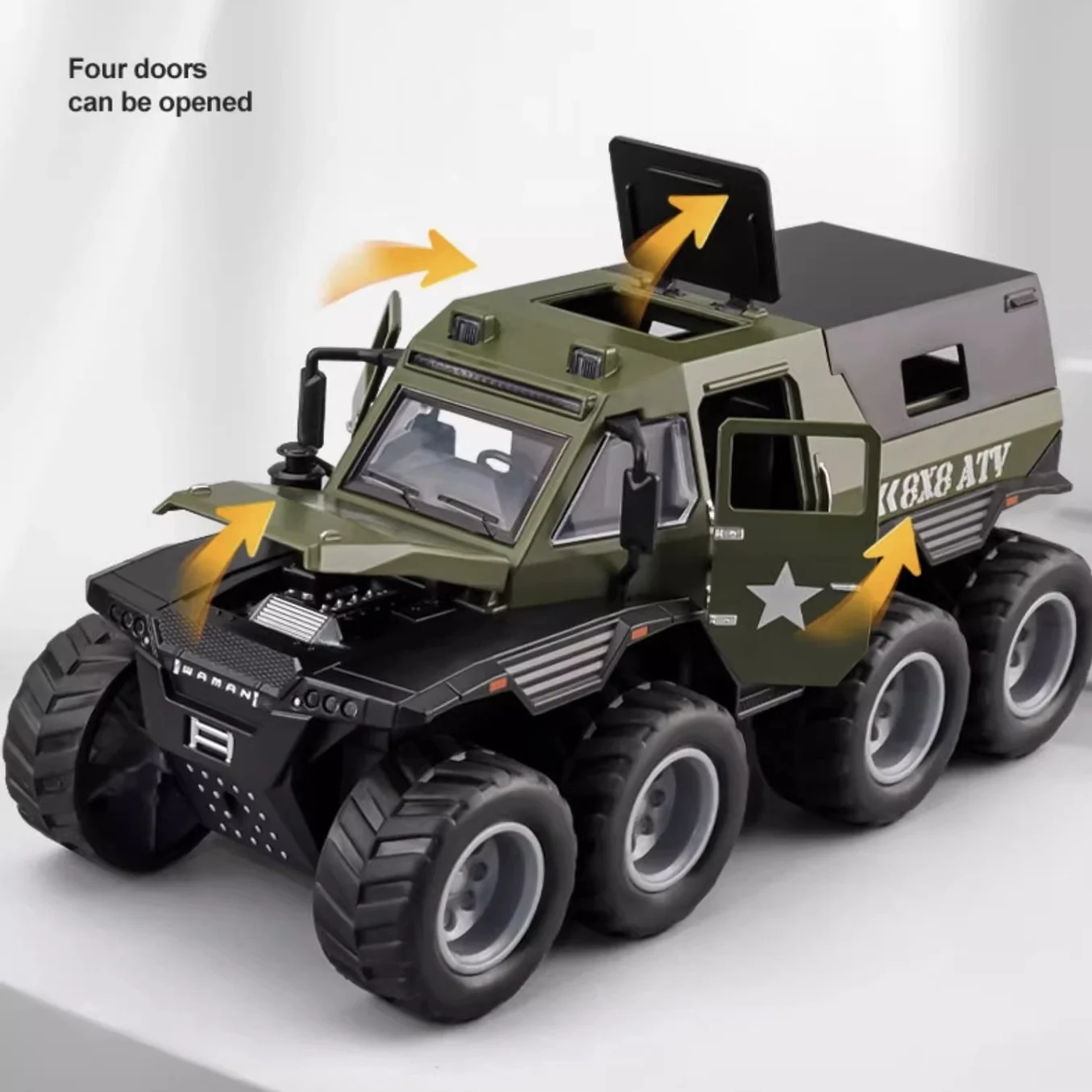 1: 32 Conqueror SUV Mini Toy Car Simulation Alloy Off-Road 8 Wheel Car Inertial Model Sound Lightweight Children's Birthday Gift
1: 32 Conqueror SUV Mini Toy Car Simulation Alloy Off-Road 8 Wheel Car Inertial Model Sound Lightweight Children's Birthday Gift