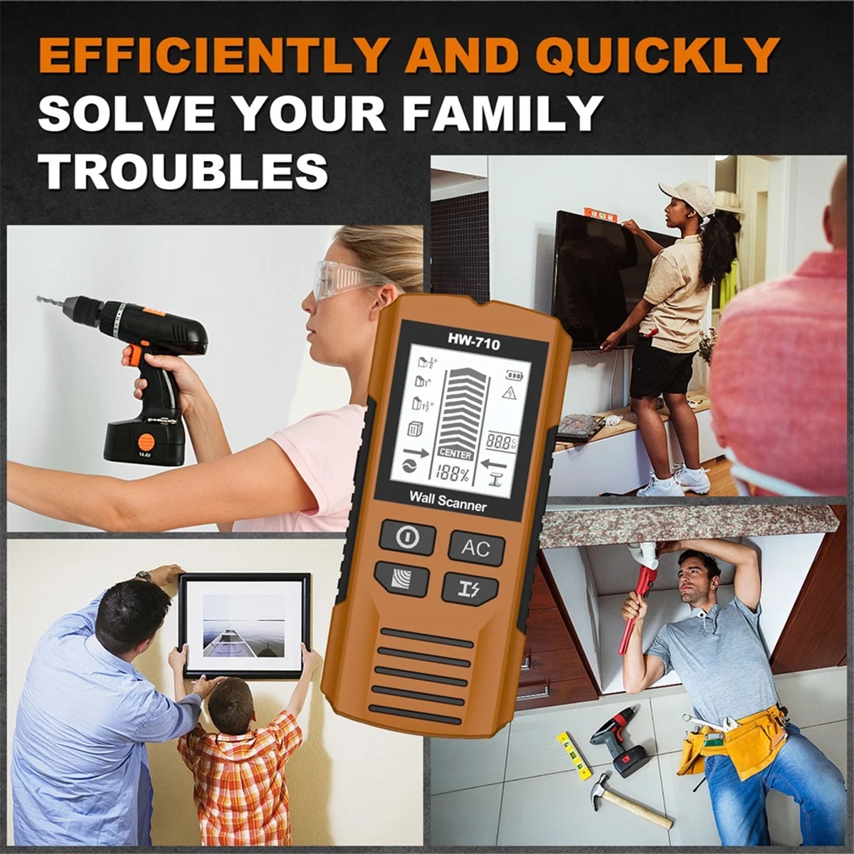 ABLG Wall Metal Detector Depth Wall Stud Finder Metal Wood Studs AC Voltage Live Wire Detect Wall Scanner Electric Box Finder
ABLG Wall Metal Detector Depth Wall Stud Finder Metal Wood Studs AC Voltage Live Wire Detect Wall Scanner Electric Box Finder
