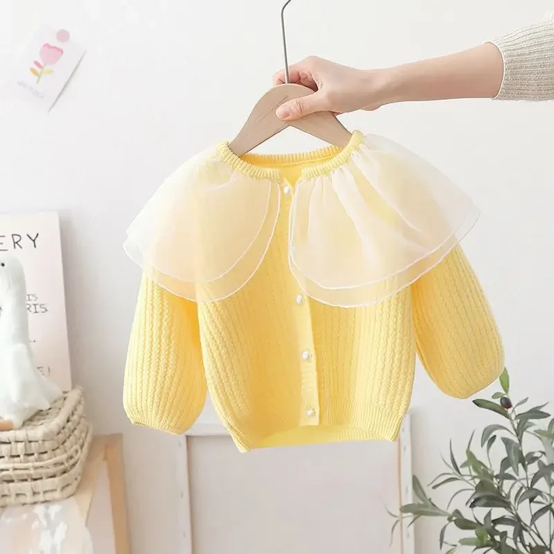 Cute Girls' Cardigan Sweater Autumn Winter New Baby Mesh Turn Down Collar Thicked Sweaters Coats Korean Kids Short Knitted Tops
Cute Girls' Cardigan Sweater Autumn Winter New Baby Mesh Turn Down Collar Thicked Sweaters Coats Korean Kids Short Knitted Tops