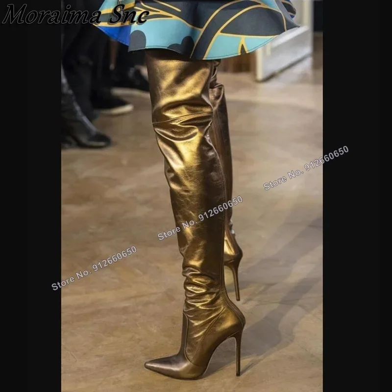 Moraima Snc Gold Matte Leather Over the Knee Boots for Women Solid Thigh High Boots Stilettos High Heels Runway Zapatillas Mujer
Moraima Snc Gold Matte Leather Over the Knee Boots for Women Solid Thigh High Boots Stilettos High Heels Runway Zapatillas Mujer